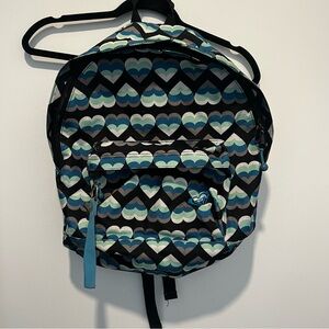 Roxy medium sized Backpack Black White blue teal hearts